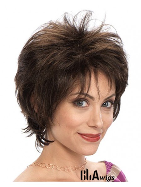 Wavy Layered 7.5 inch Brown Designed Synthetic Wigs