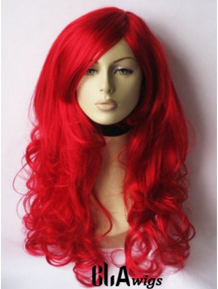 Wavy With Bangs Lace Front Gorgeous 22 inch Red Long Wigs