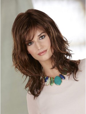 Shoulder Length Layered Wavy Auburn Ideal Synthetic Wigs