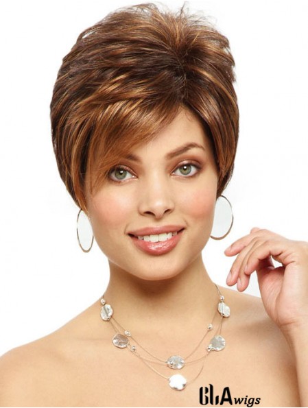 Straight Layered 6 inch Auburn Soft Synthetic Wigs