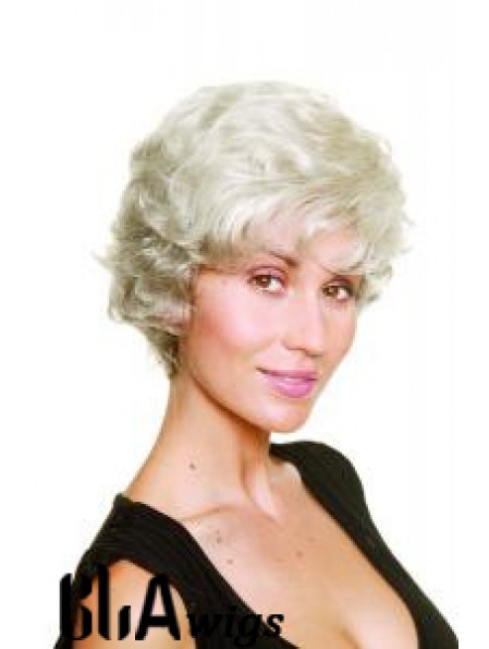 Synthetic Chin Length Wavy Capless Elderly Lady Wigs