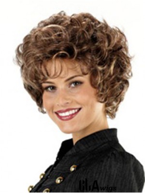 Style 32 inch Straight Brown With Bangs Short Wigs