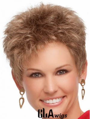 Cropped Boycuts Wavy Blonde Suitable Synthetic Wigs