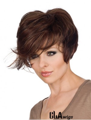 Great 8 inch Wavy Brown With Bangs Short Wigs