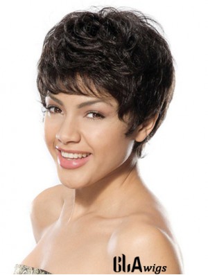 Discount Black Short Boycuts Wavy Glueless Lace Front Wigs