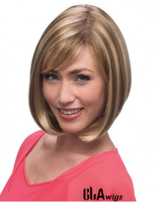 Chin Length Blonde Stylish 12 inch Straight Bob Wigs