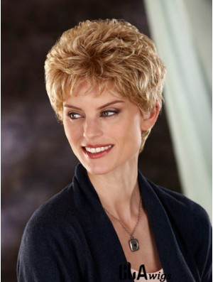 Wavy Boycuts Cropped Durable Blonde Synthetic Wigs