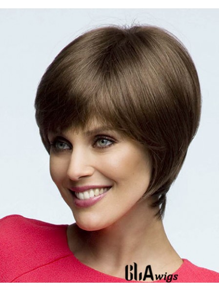 Straight Short Brown 7.5 inch Lace Front Sleek Bob Wigs