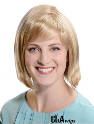 Straight Chin Length Blonde 11 inch Capless Comfortable Bob Wigs