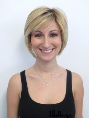 Chin Length Bobs Straight Blonde Convenient Synthetic Wigs