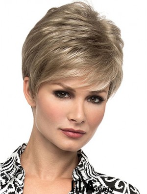 Affordable 6 inch Straight Blonde Boycuts Short Wigs