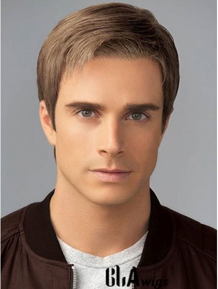 6 inch Brown Classic Short Straight Synthetic Mens Wigs