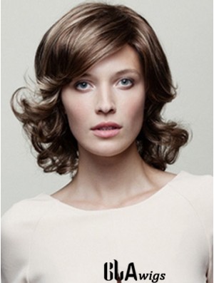 Classic Brown Wavy Chin Length 10 inch Top Medium Wigs