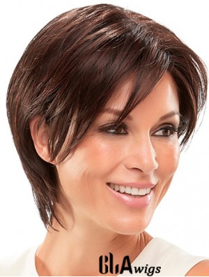 Straight Auburn Synthetic Layered 8 inch Short Wig