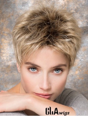 4 inch Blonde Synthetic Boycuts Straight Short Hair