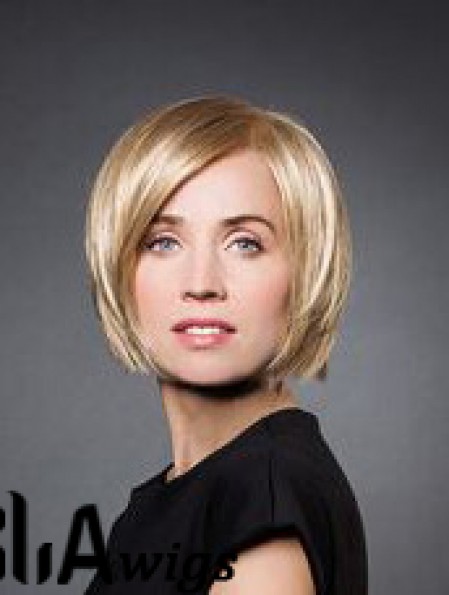 10 inch Straight Blonde Synthetic Chin Length Monofilament Wig Bob