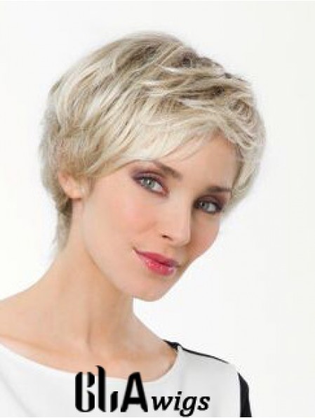 Platinum Blonde Boycuts Short 8 inch Straight Synthetic Monofilament Wig Sale