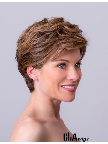 Auburn Layered Short 8 inch Wavy Synthetic Wigs Monofilament