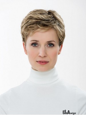 Synthetic Capless 4 inch Boycuts Straight Blonde Short Hair Styles