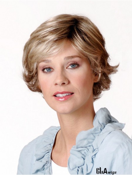 Synthetic Capless 8 inch Layered Wavy Blonde Short Ladies Wigs