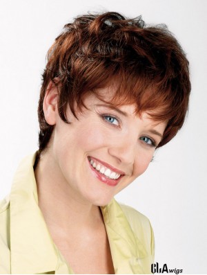 Wavy Boycuts Capless 8 inch Auburn Short Ladies Synthetic Wigs