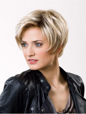 Fashion Straight Layered Lace Front Wigs With 8 inch Blonde Short Good Synthetic Wigs