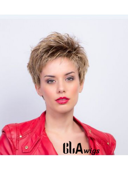 Synthetic Capless 4 inch Boycuts Straight Auburn Short Wig