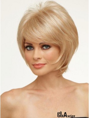 Copper With Bangs Straight 8 inch Chin Length Monofilament Hair Topper