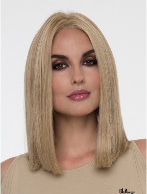 Straight Blonde Without Bangs 14 inch Monofilament Wig Sale