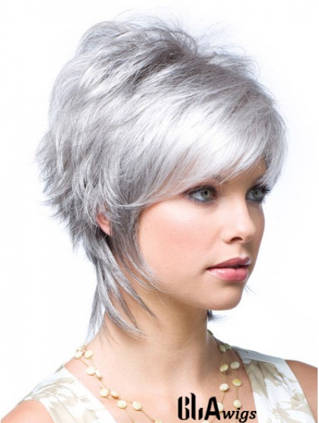 Cheap Ladies Grey Wigs Wavy Style Short Length With Lace Front