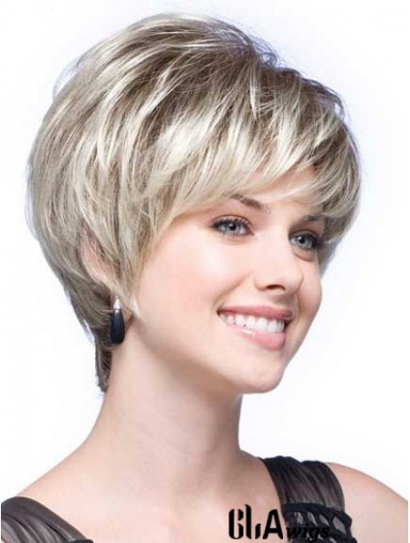 Grey Wigs With Synthetic Short Length Wavy Style