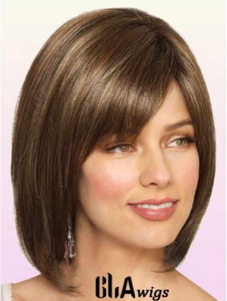 Wigs Bob Style Chin Length Lace Front Bobs Cut Brown Color