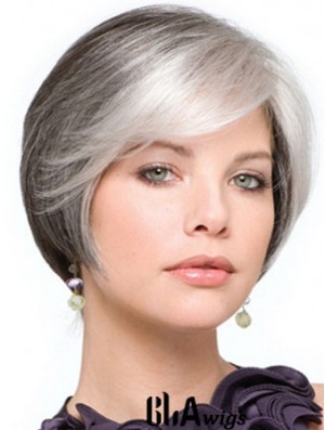 Grey Wig With Lace Front Grey Cut Straight Style