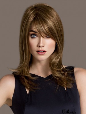 Designed Blonde Straight Layered Lace Front Long Wigs