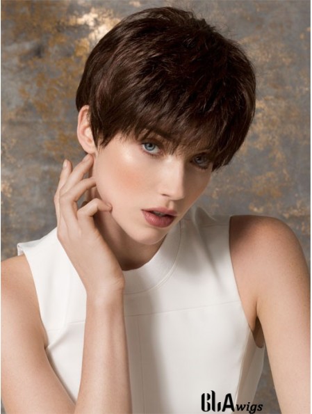 Boycuts Cropped Brown Straight Fashion Petite Wigs