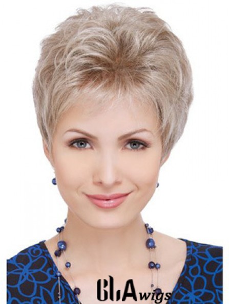 Wigs For Elderly Lady With Capless Wavy Style Short Length