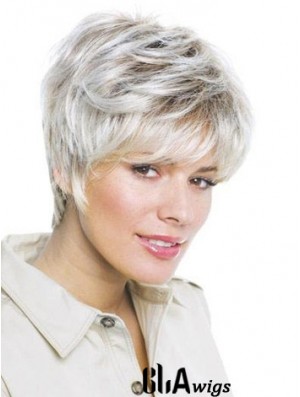 Synthetic Amazing Short Wavy Grey Wigs