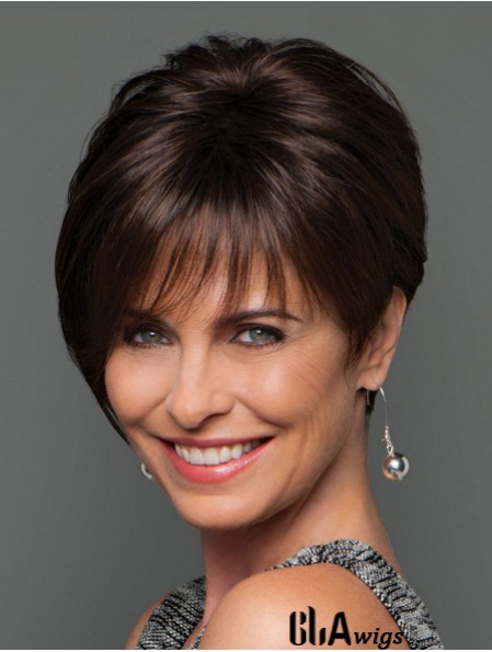Mono Wigs UK Short Length Brown Color Layered Cut Straight Style