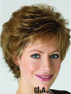 Monofilament Lace Front Wigs Blonde Color Short Length Layered Cut