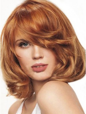 Chin Length Wavy Monofilament Auburn Best Bob Wigs