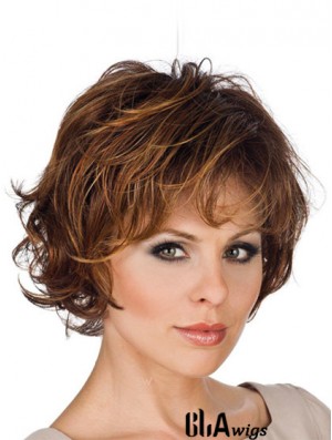 Synthetic Lace Front Wigs Layered Cut Wavy Style Short Length