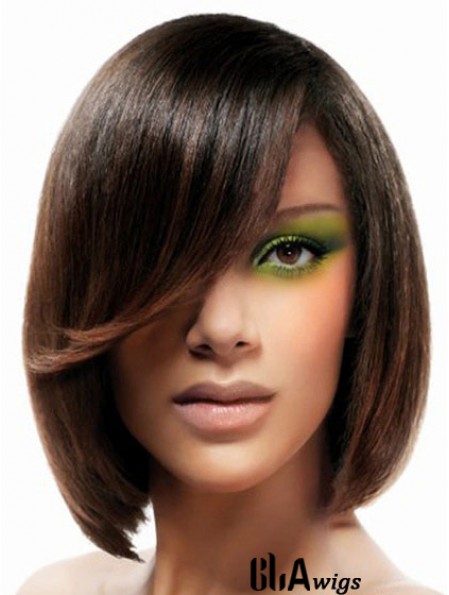 Lace Front Chin Length Straight Brown No-Fuss Bob Wigs