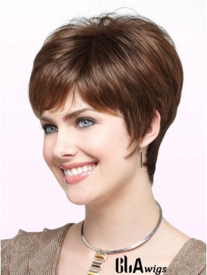 Fabulous Auburn Cropped Straight Boycuts Monofilament Wigs