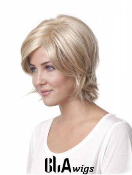 10 inch Blonde Chin Length Layered Straight Discount Lace Wigs