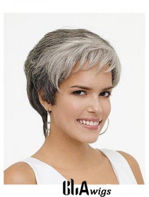 Synthetic Natural Short Wavy Grey Wigs