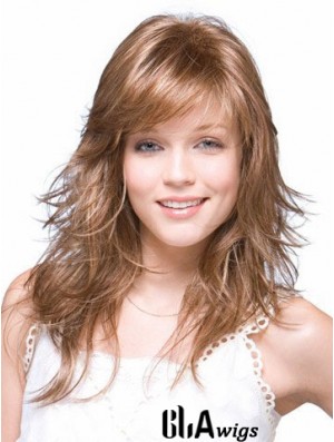 Straight Layered Shoulder Length Brown Suitable Lace Front Wigs