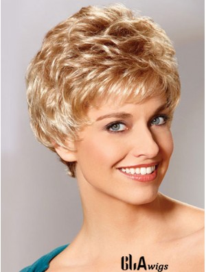 Auburn Boycuts Cropped Wavy Synthetic Petite Hand Tied Mono Wigs