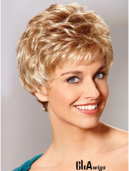 Auburn Boycuts Cropped Wavy Synthetic Petite Hand Tied Mono Wigs