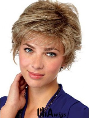 Hairstyles Blonde Short Wavy Layered Lace Front Wigs