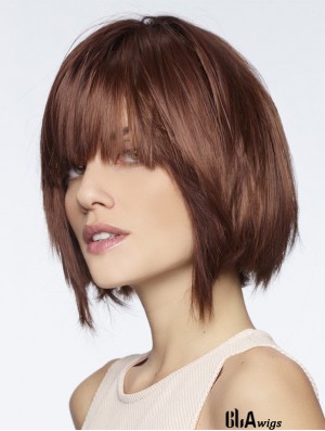 Straight Chin Length Auburn 8 inch Lace Front Fashionable Bob Wigs